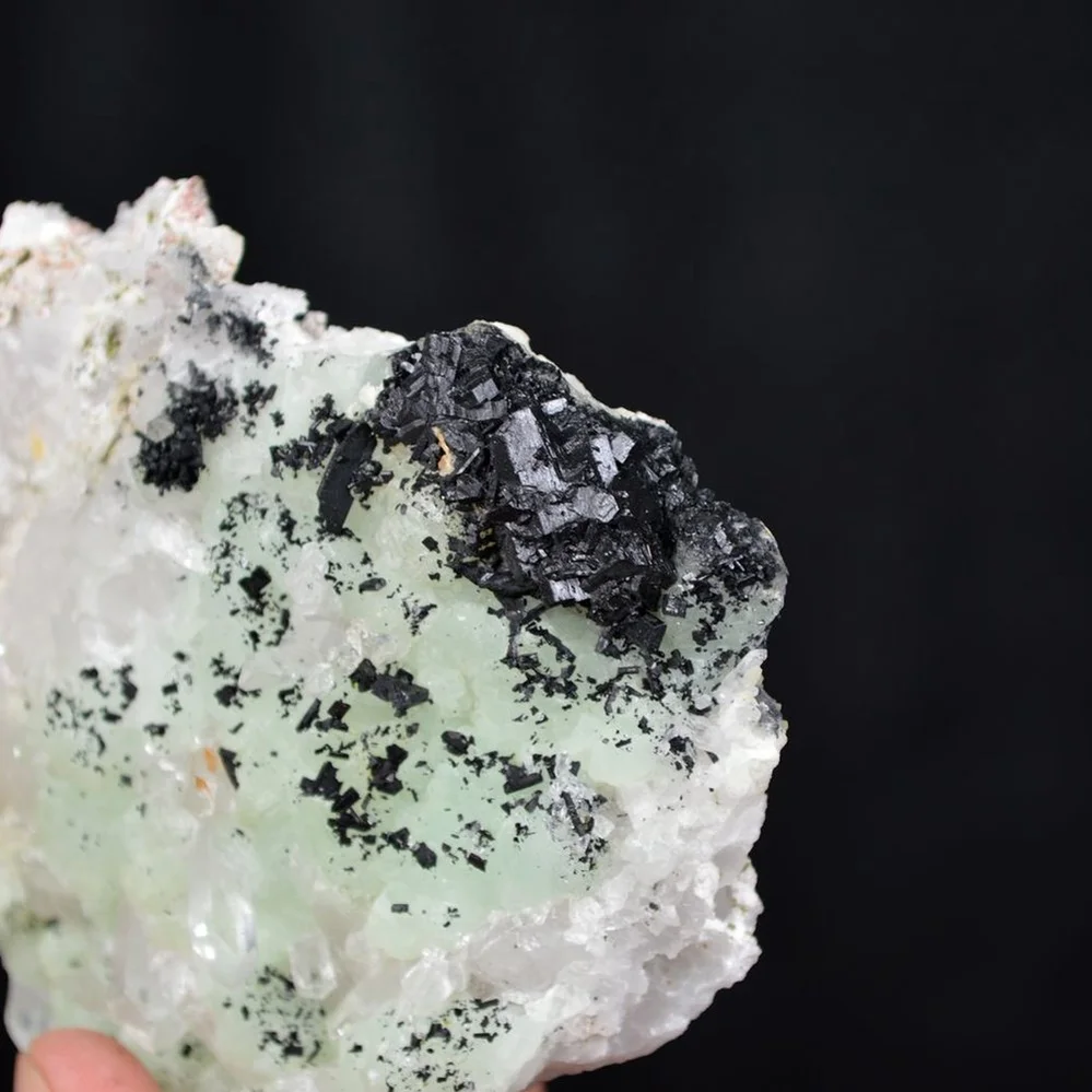 Prehnite With Babingtonite And Quartz Crystals - Image 3