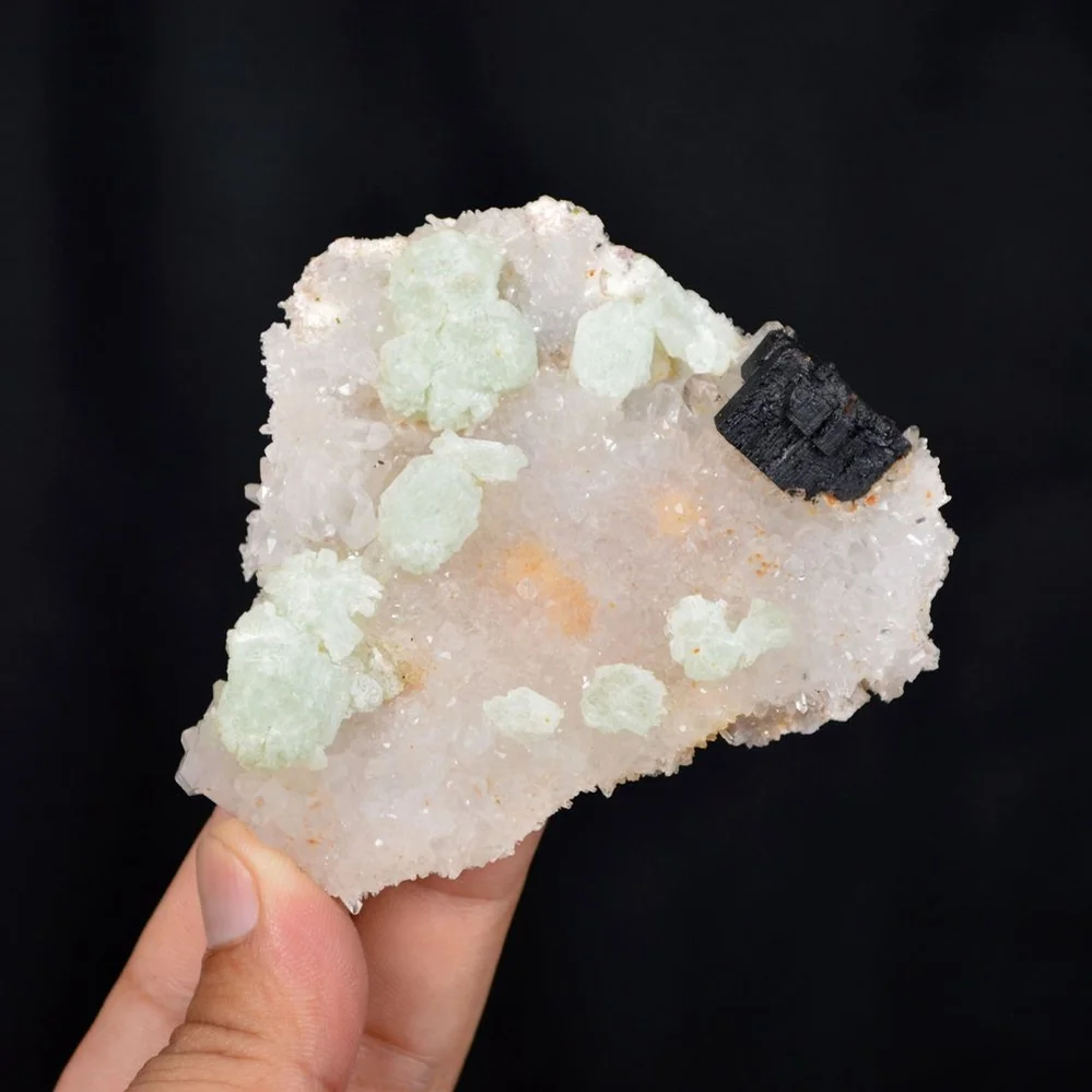 Prehnite With Babingtonite And Quartz Crystals