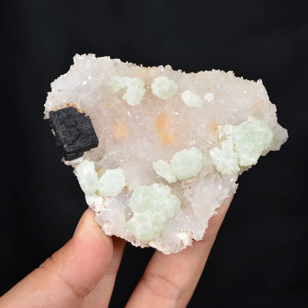 Prehnite With Babingtonite And Quartz Crystals - Image 2