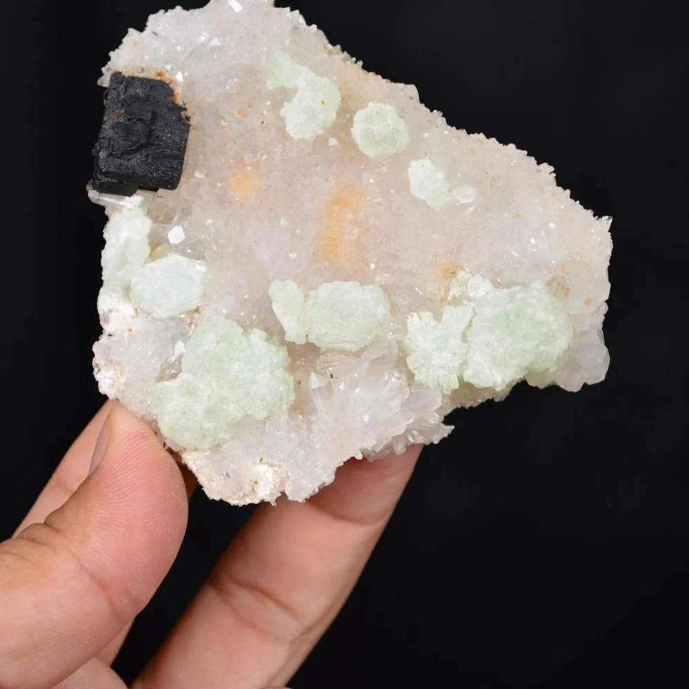 Prehnite With Babingtonite And Quartz Crystals - Image 3