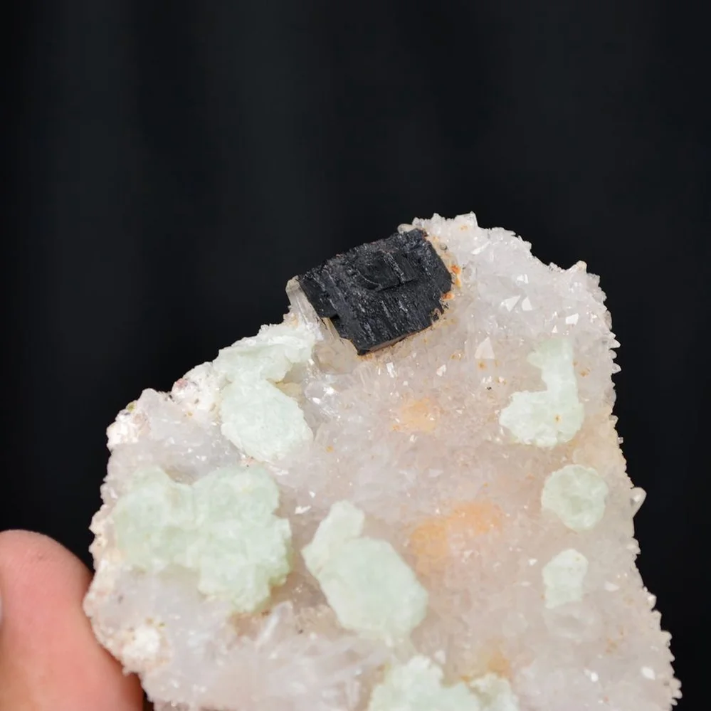 Prehnite With Babingtonite And Quartz Crystals - Image 4