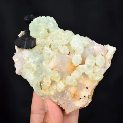 Prehnite With Babingtonite And Quartz Crystals