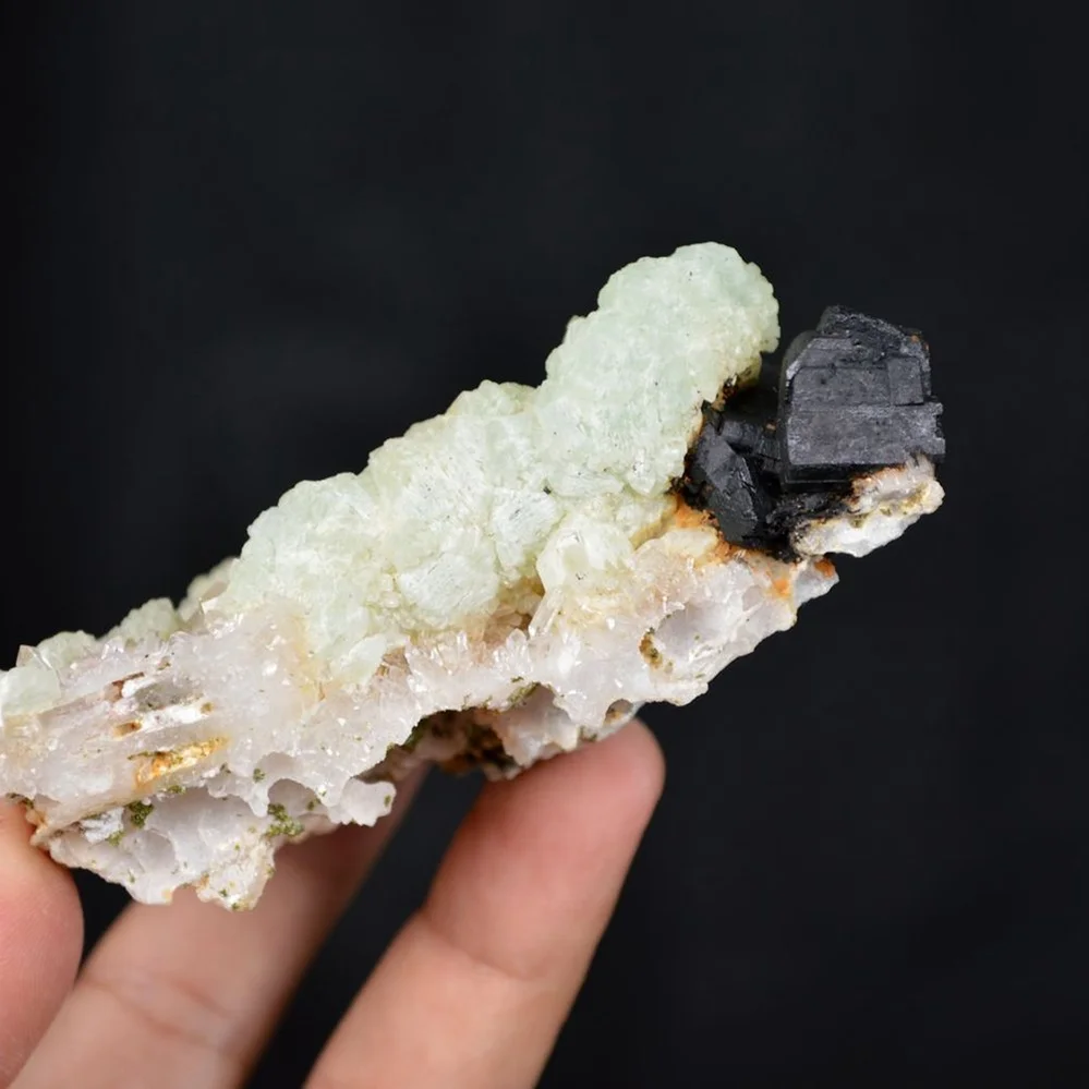 Prehnite With Babingtonite And Quartz Crystals - Image 3