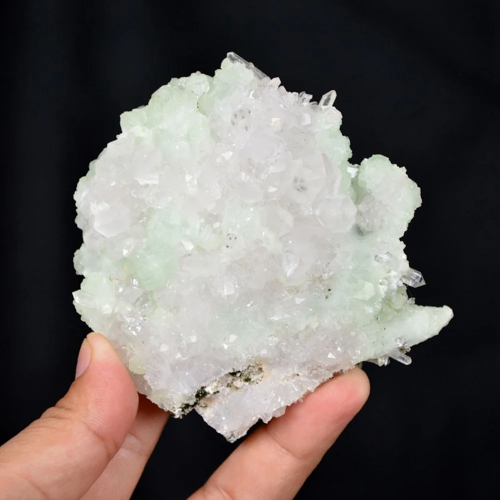 Prehnite With Babingtonite And Quartz Crystals