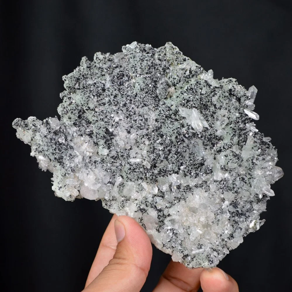 Prehnite With Babingtonite And Quartz Crystals