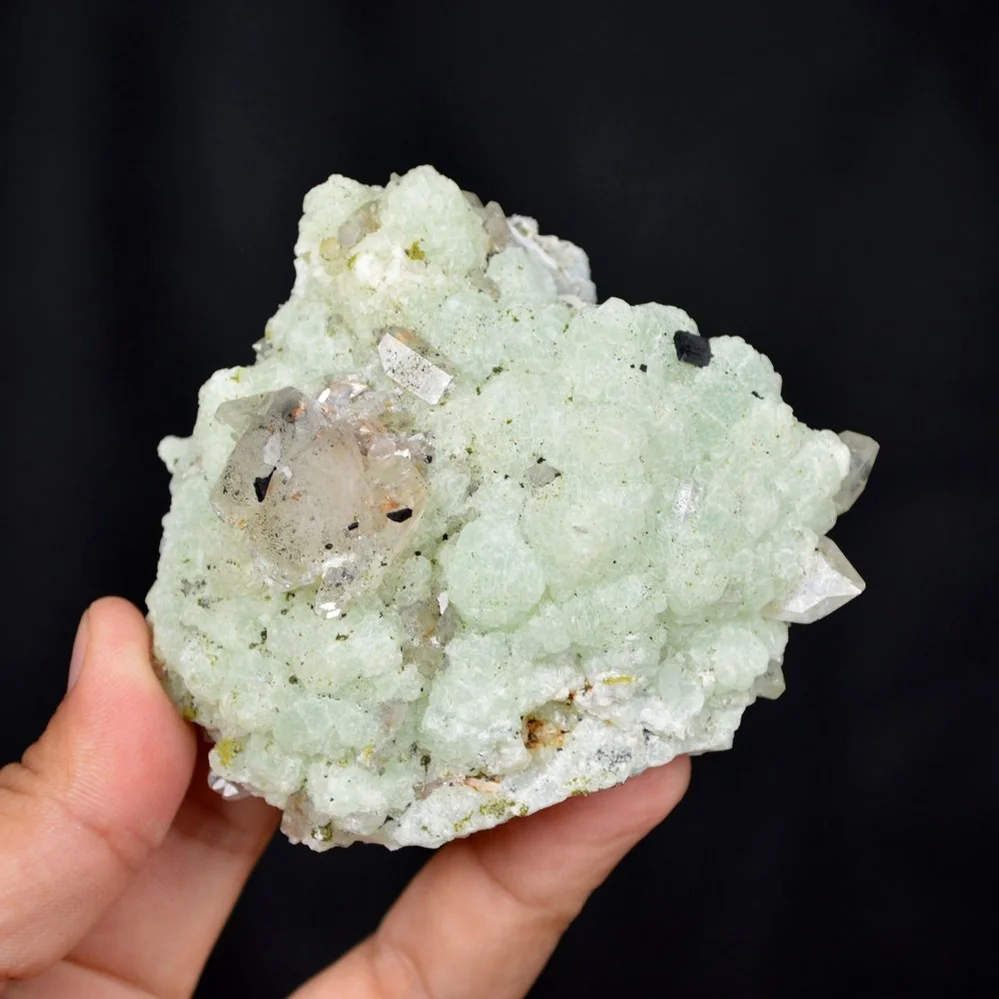 Prehnite With Babingtonite And Quartz Crystals