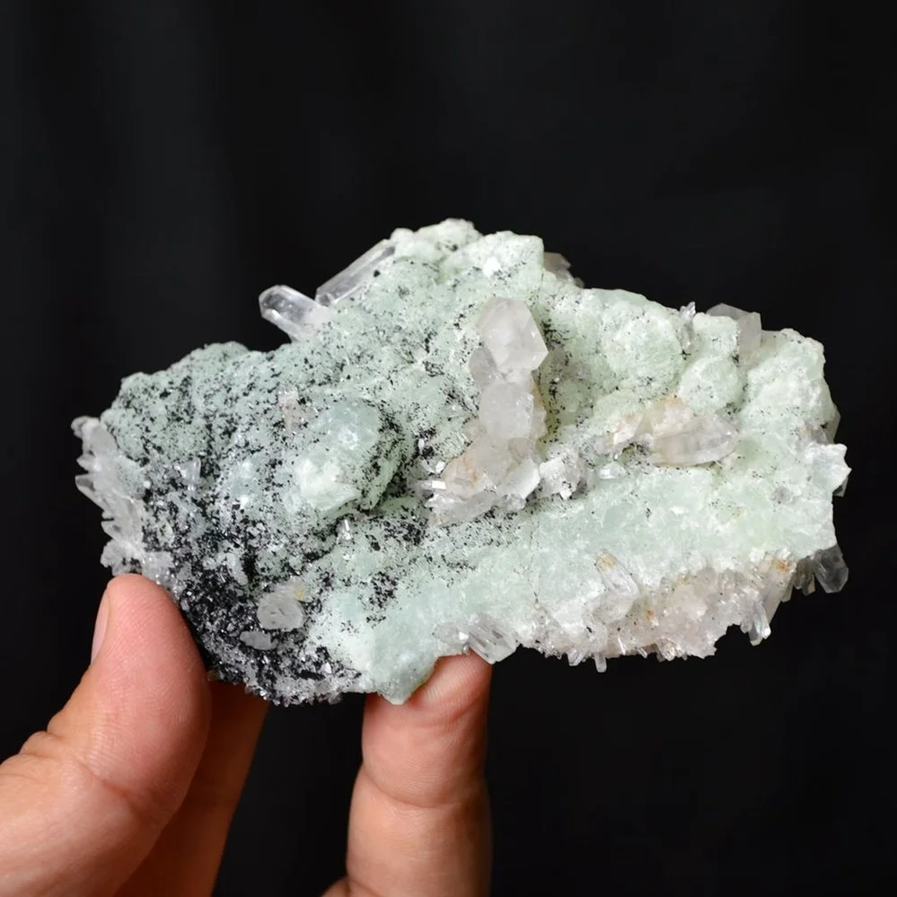 Prehnite With Babingtonite And Quartz Crystals - Image 2