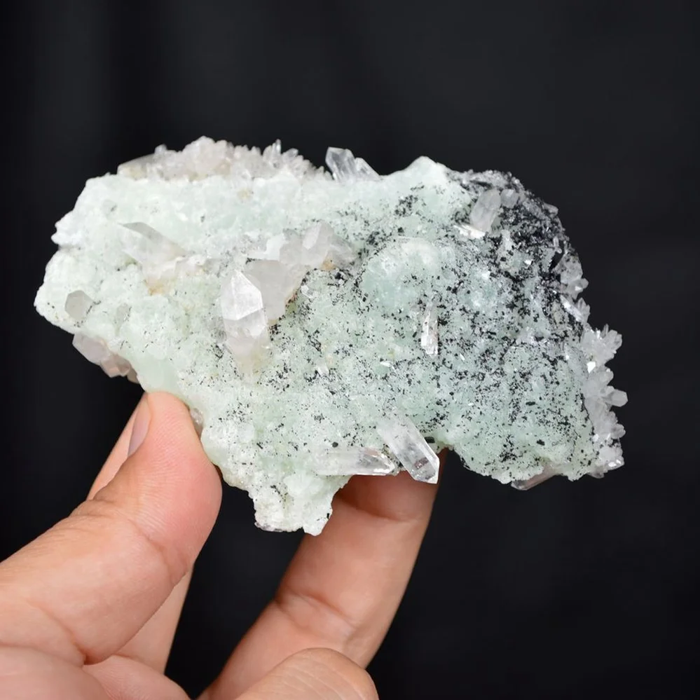 Prehnite With Babingtonite And Quartz Crystals - Image 3