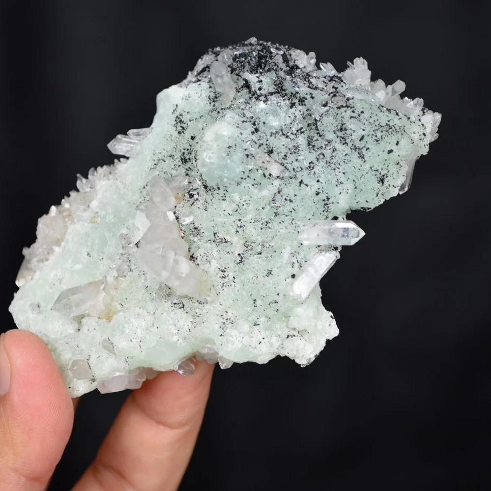 Prehnite With Babingtonite And Quartz Crystals - Image 4