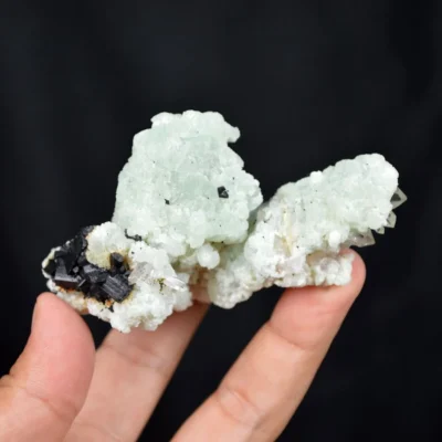 Prehnite With Babingtonite And Quartz Crystals