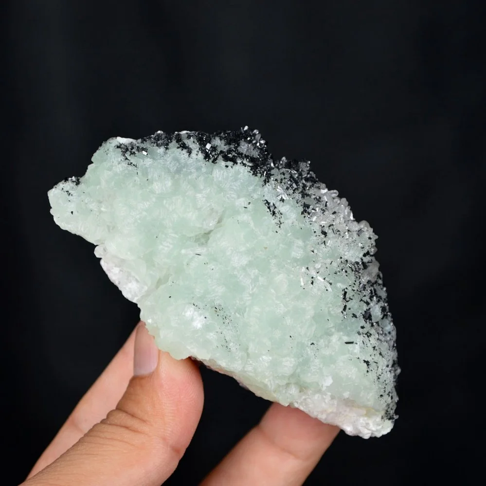 Prehnite With Babingtonite And Quartz Crystals