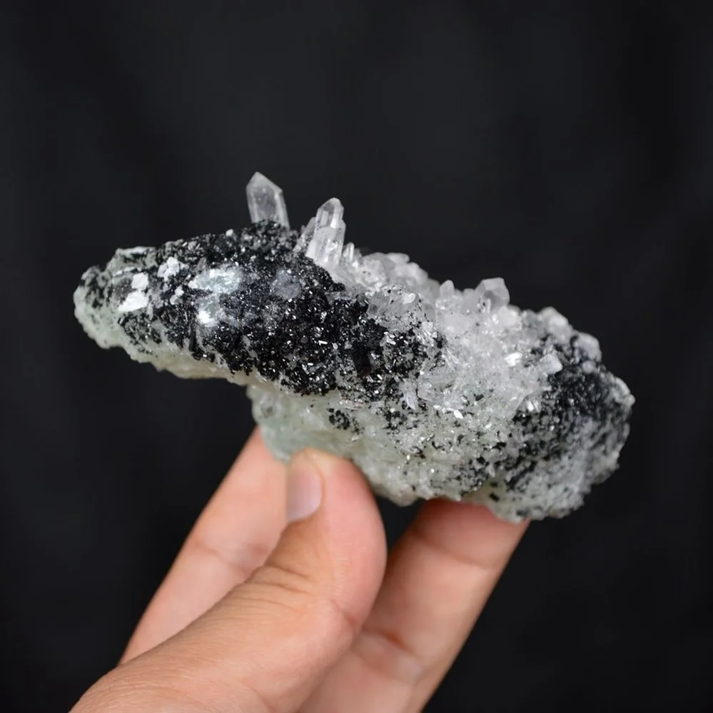 Prehnite With Babingtonite And Quartz Crystals - Image 3