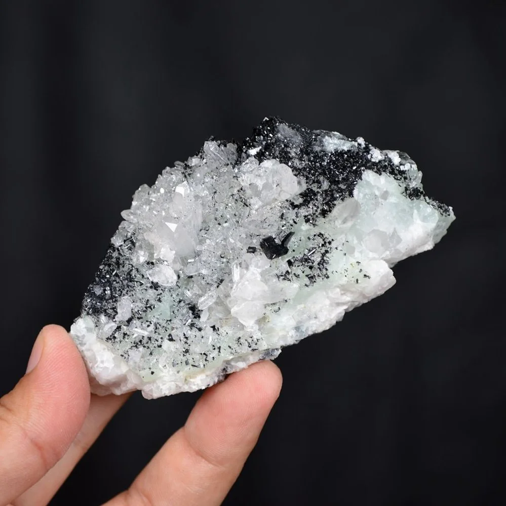 Prehnite With Babingtonite And Quartz Crystals - Image 4