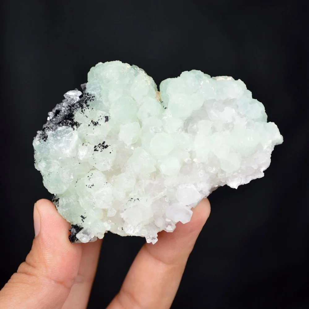 Prehnite With Babingtonite And Quartz Crystals