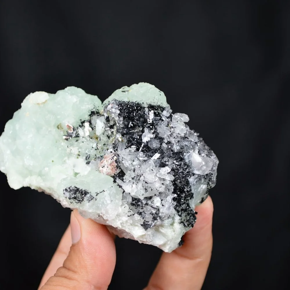 Prehnite With Babingtonite And Quartz Crystals - Image 3