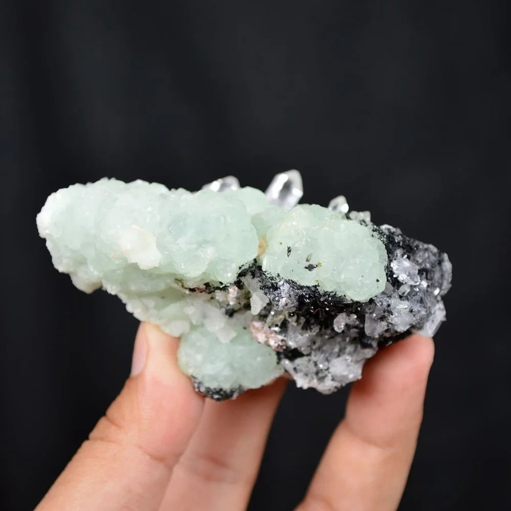 Prehnite With Babingtonite And Quartz Crystals - Image 4