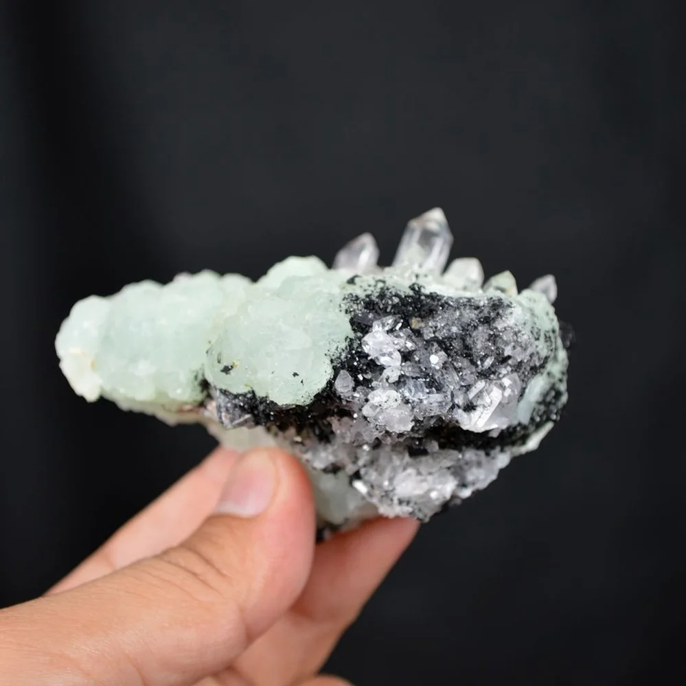 Prehnite With Babingtonite And Quartz Crystals - Image 5