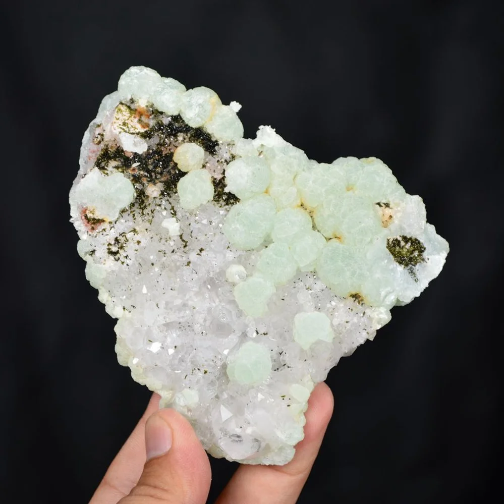 Prehnite With Babingtonite And Quartz Crystals - Image 2
