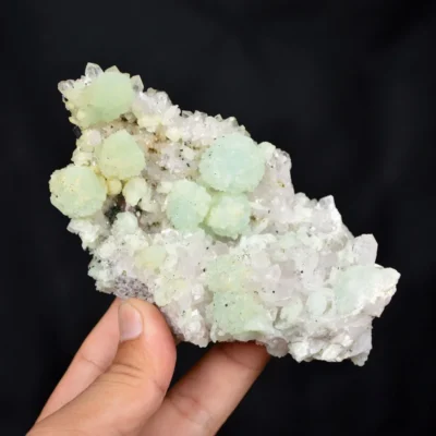 Prehnite With Babingtonite And Quartz Crystals