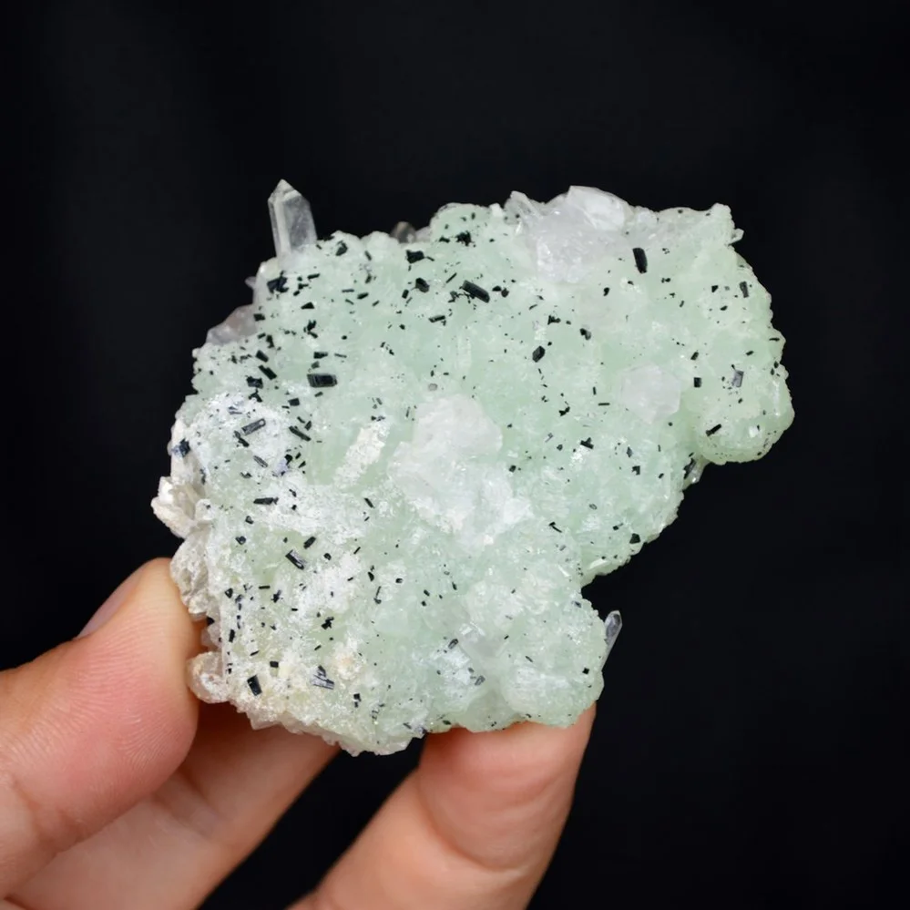 Prehnite With Babingtonite And Quartz Crystals