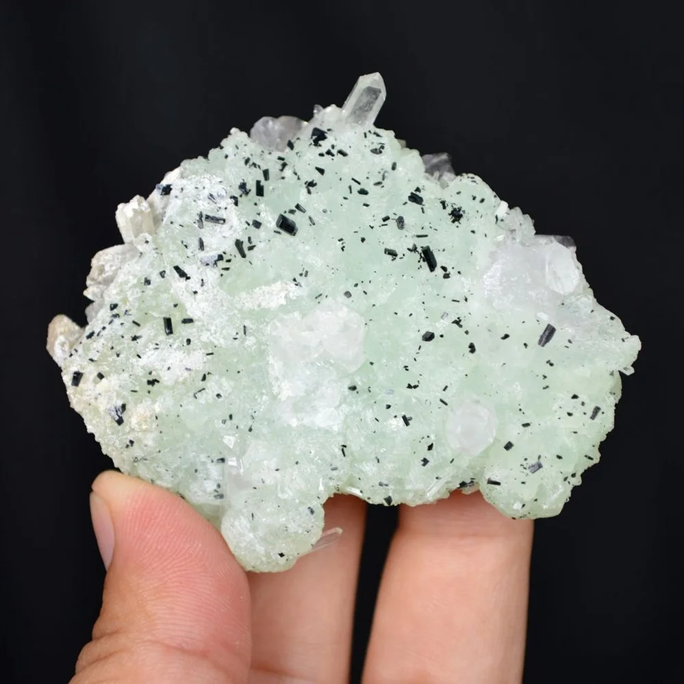 Prehnite With Babingtonite And Quartz Crystals - Image 4