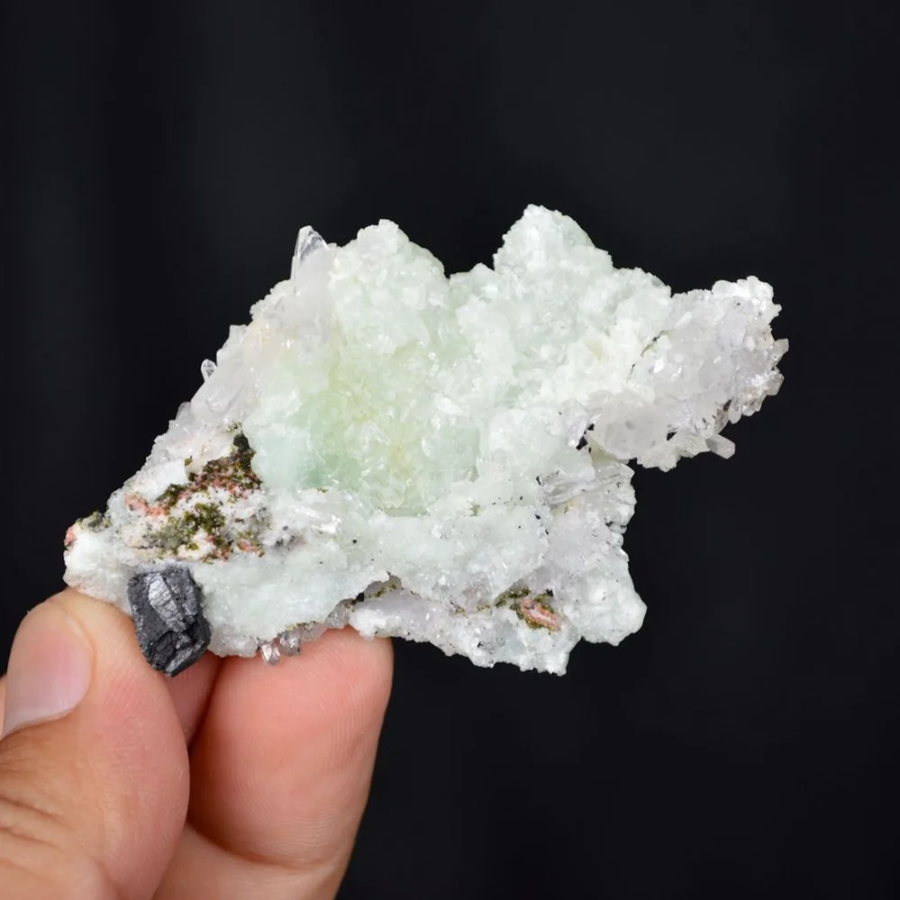 Prehnite With Babingtonite And Quartz Crystals - Image 2