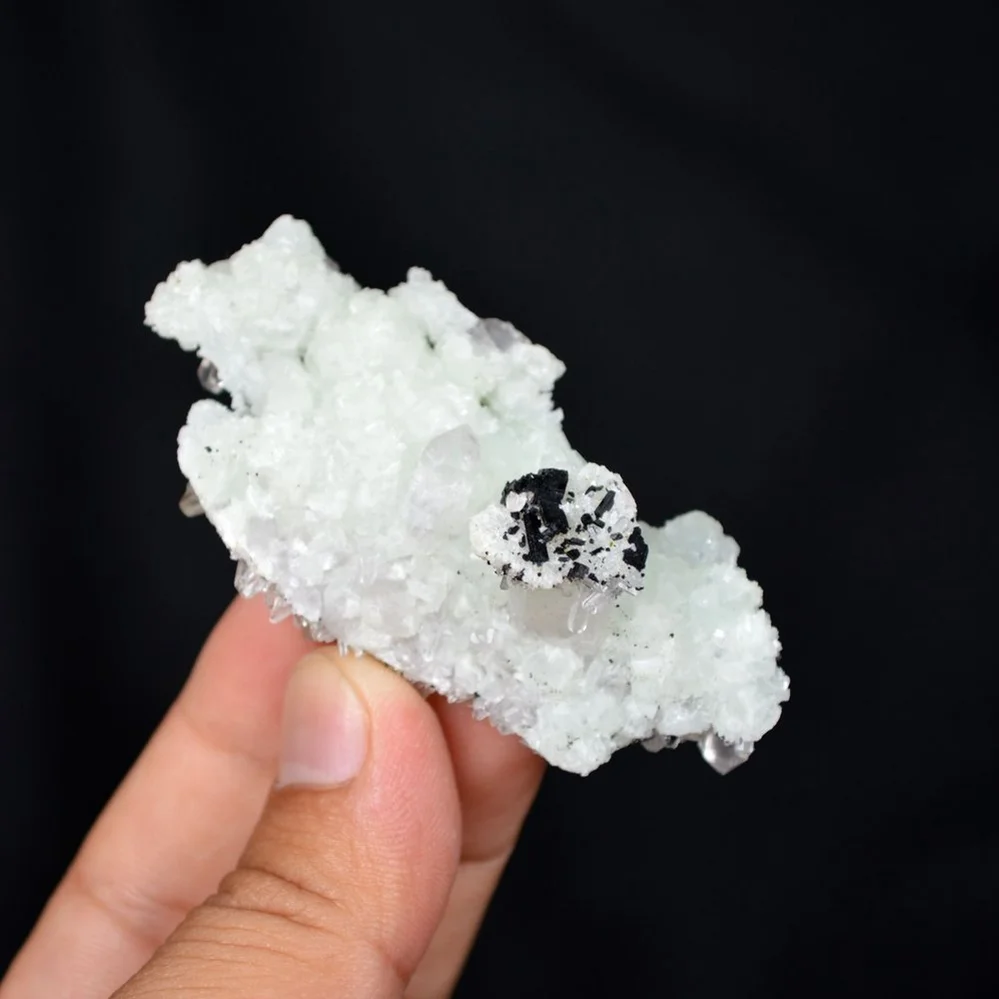 Prehnite With Babingtonite And Quartz Crystals