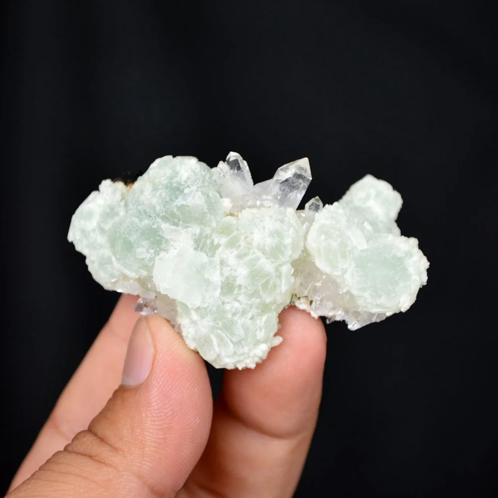 Prehnite With Babingtonite And Quartz Crystals