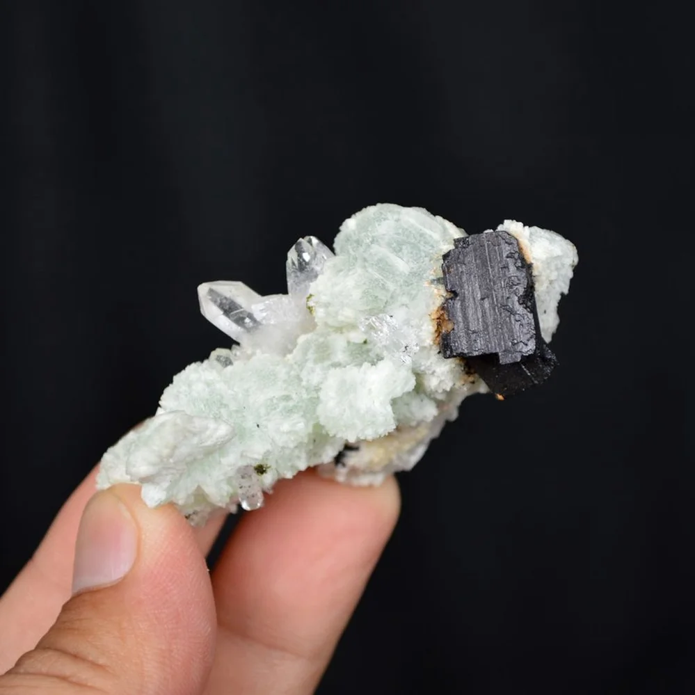 Prehnite With Babingtonite And Quartz Crystals - Image 4