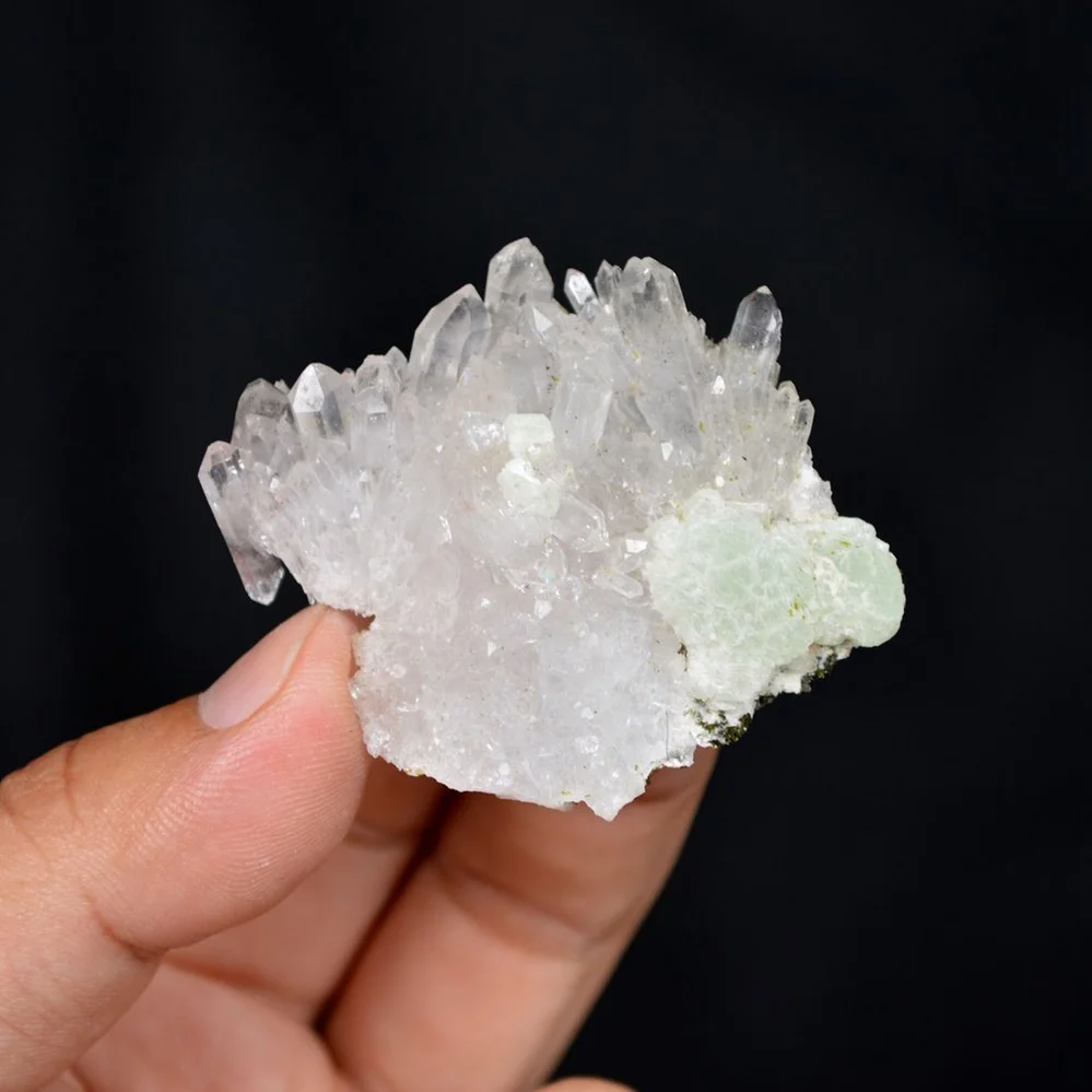 Prehnite With Babingtonite And Quartz Crystals