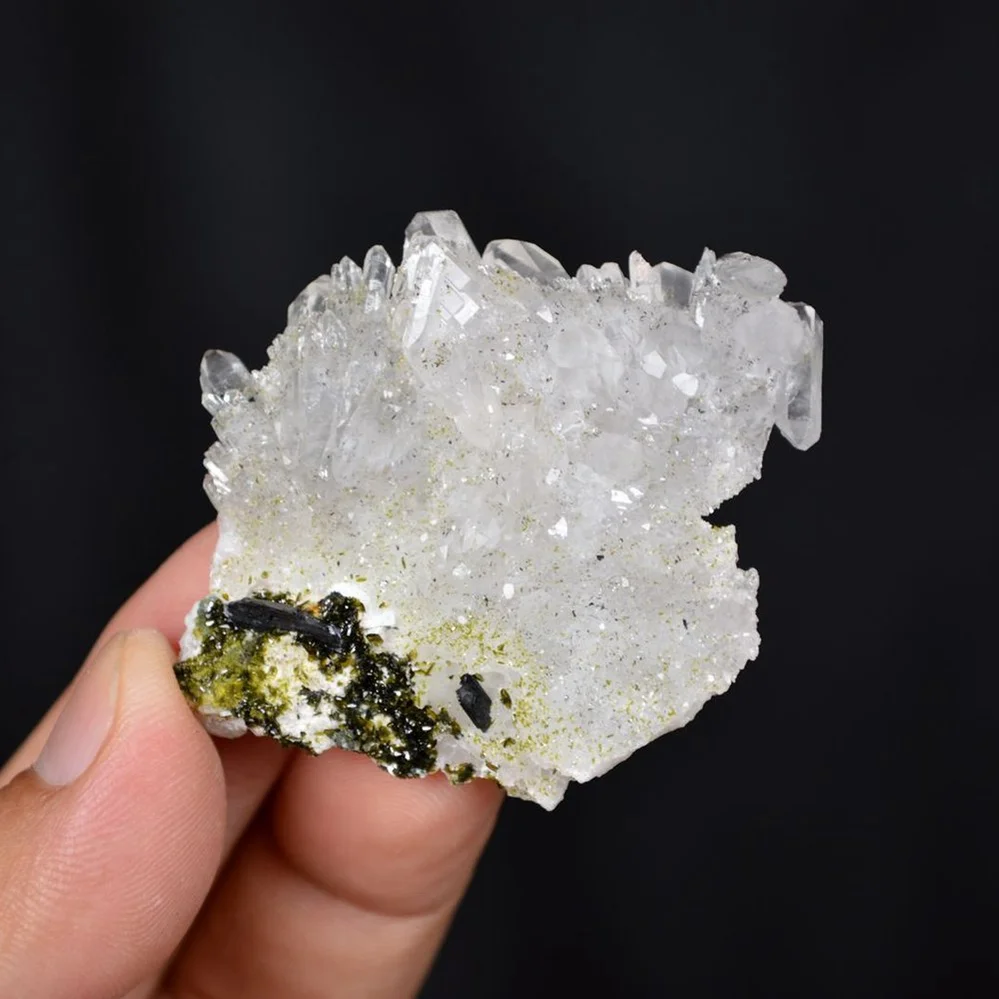Prehnite With Babingtonite And Quartz Crystals - Image 3
