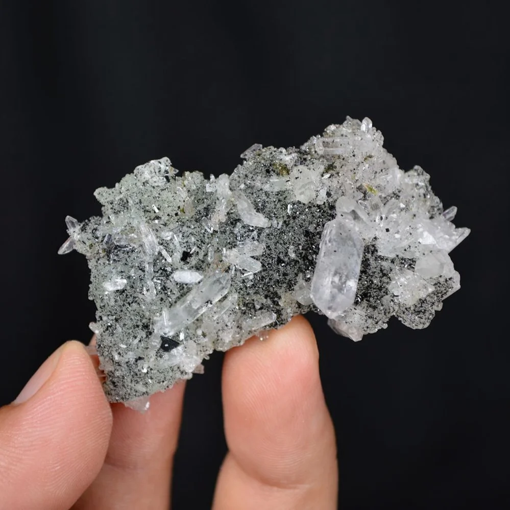 Prehnite With Babingtonite And Quartz Crystals - Image 2