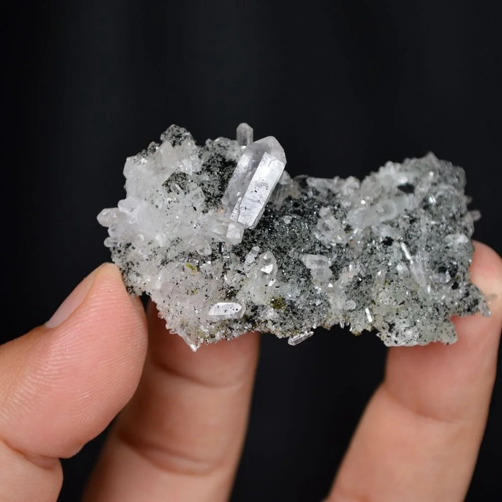 Prehnite With Babingtonite And Quartz Crystals - Image 4