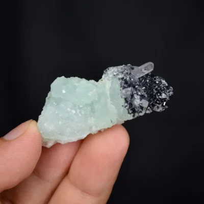 Prehnite With Babingtonite And Quartz Crystals