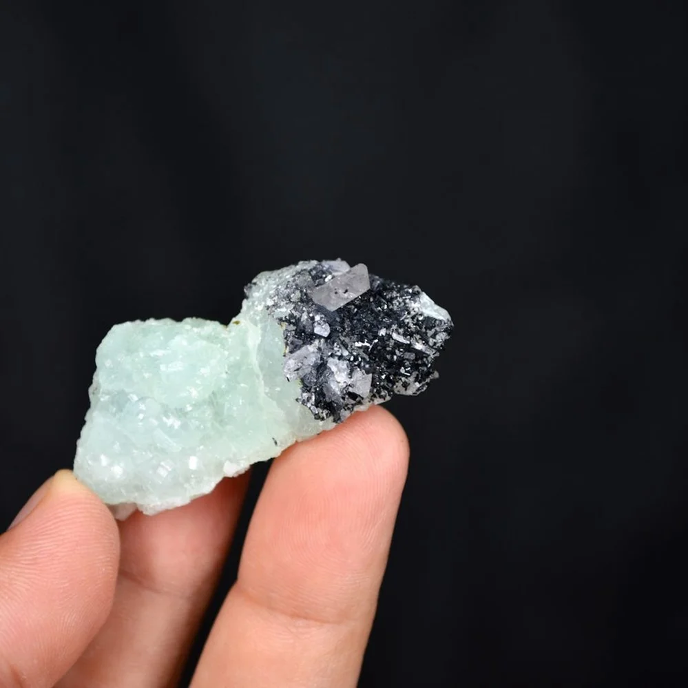 Prehnite With Babingtonite And Quartz Crystals - Image 3