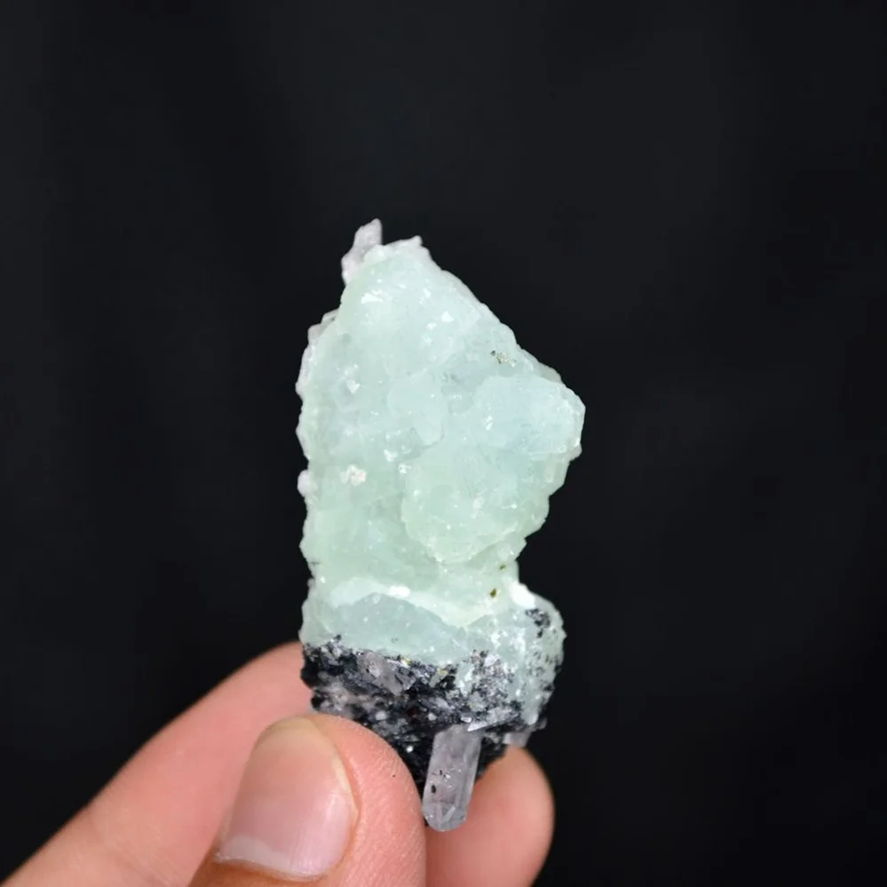 Prehnite With Babingtonite And Quartz Crystals - Image 4