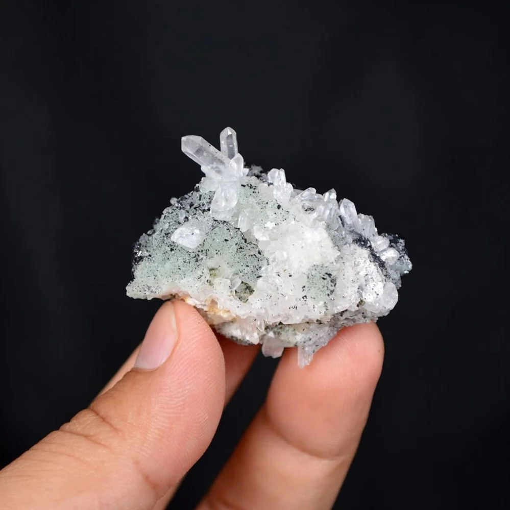 Prehnite With Babingtonite And Quartz Crystals - Image 2