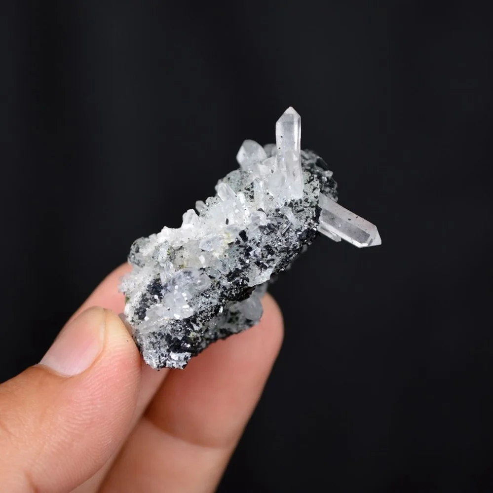 Prehnite With Babingtonite And Quartz Crystals - Image 3