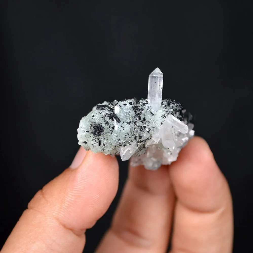 Prehnite With Babingtonite And Quartz Crystals - Image 5