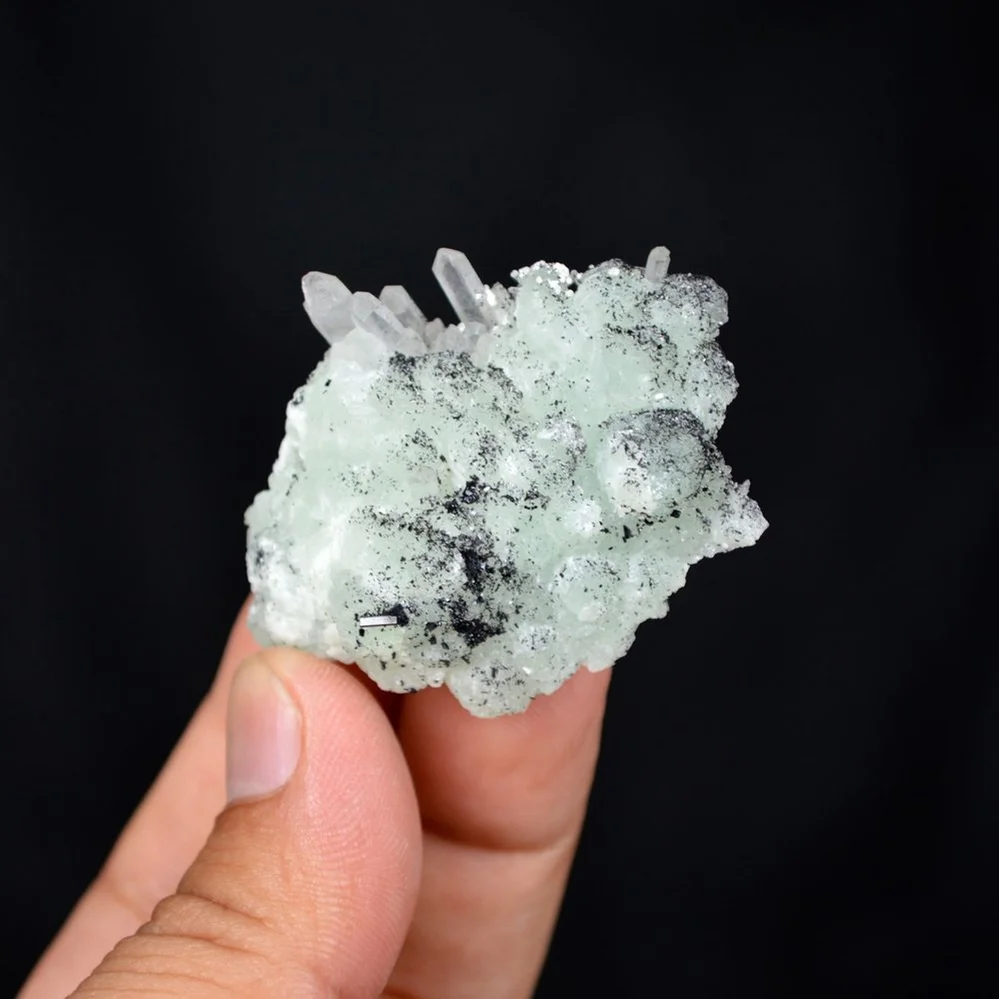 Prehnite With Babingtonite And Quartz Crystals