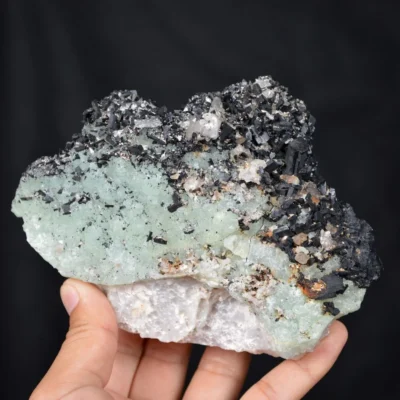 Prehnite With Babingtonite And Quartz Crystals