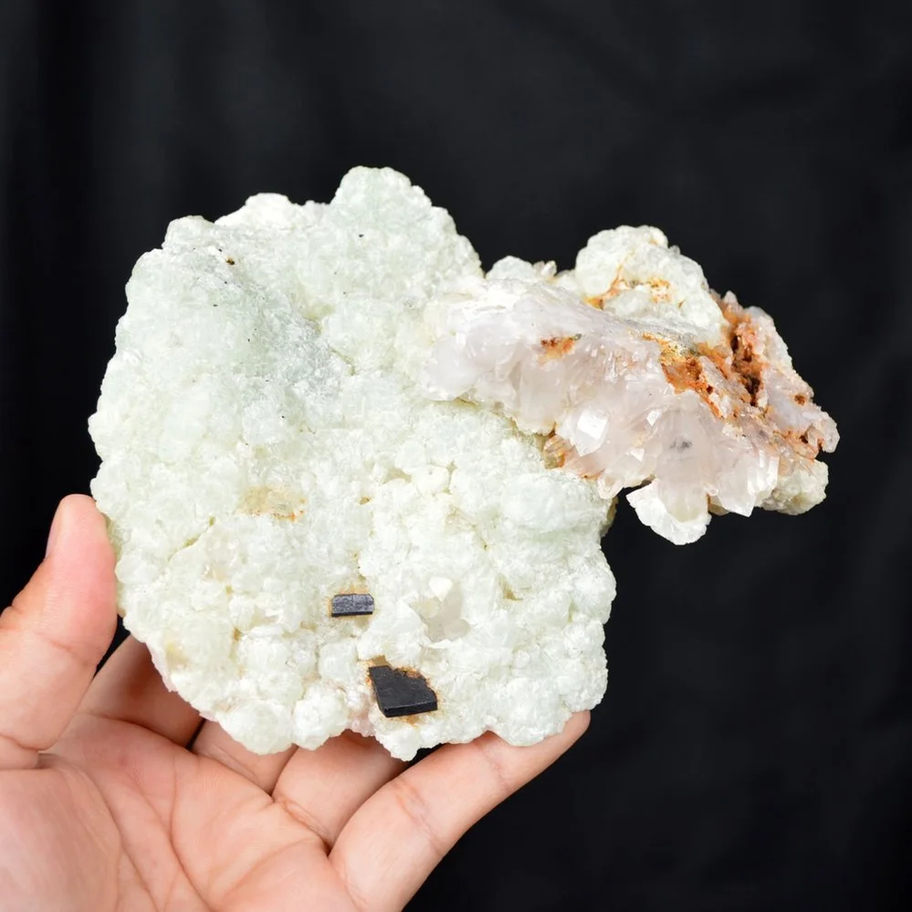 Prehnite With Babingtonite And Quartz Crystals