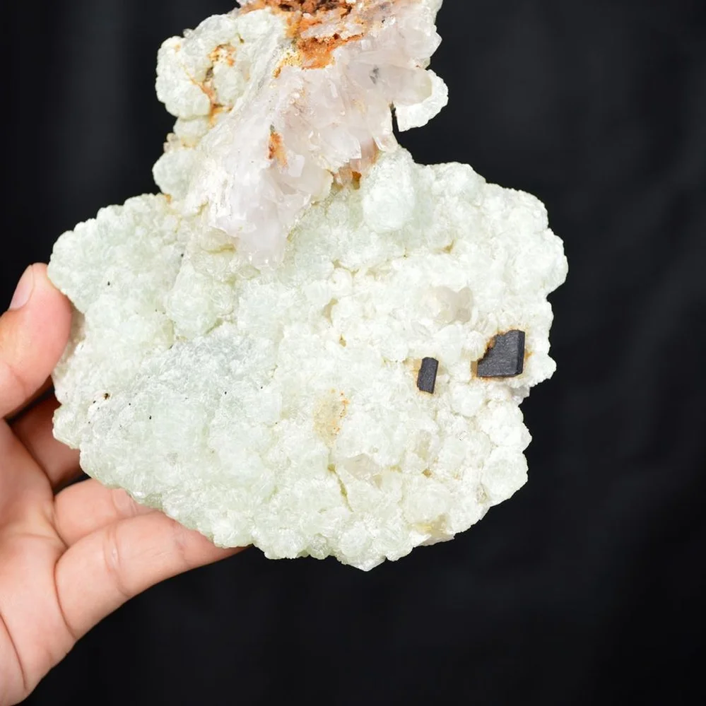 Prehnite With Babingtonite And Quartz Crystals - Image 3