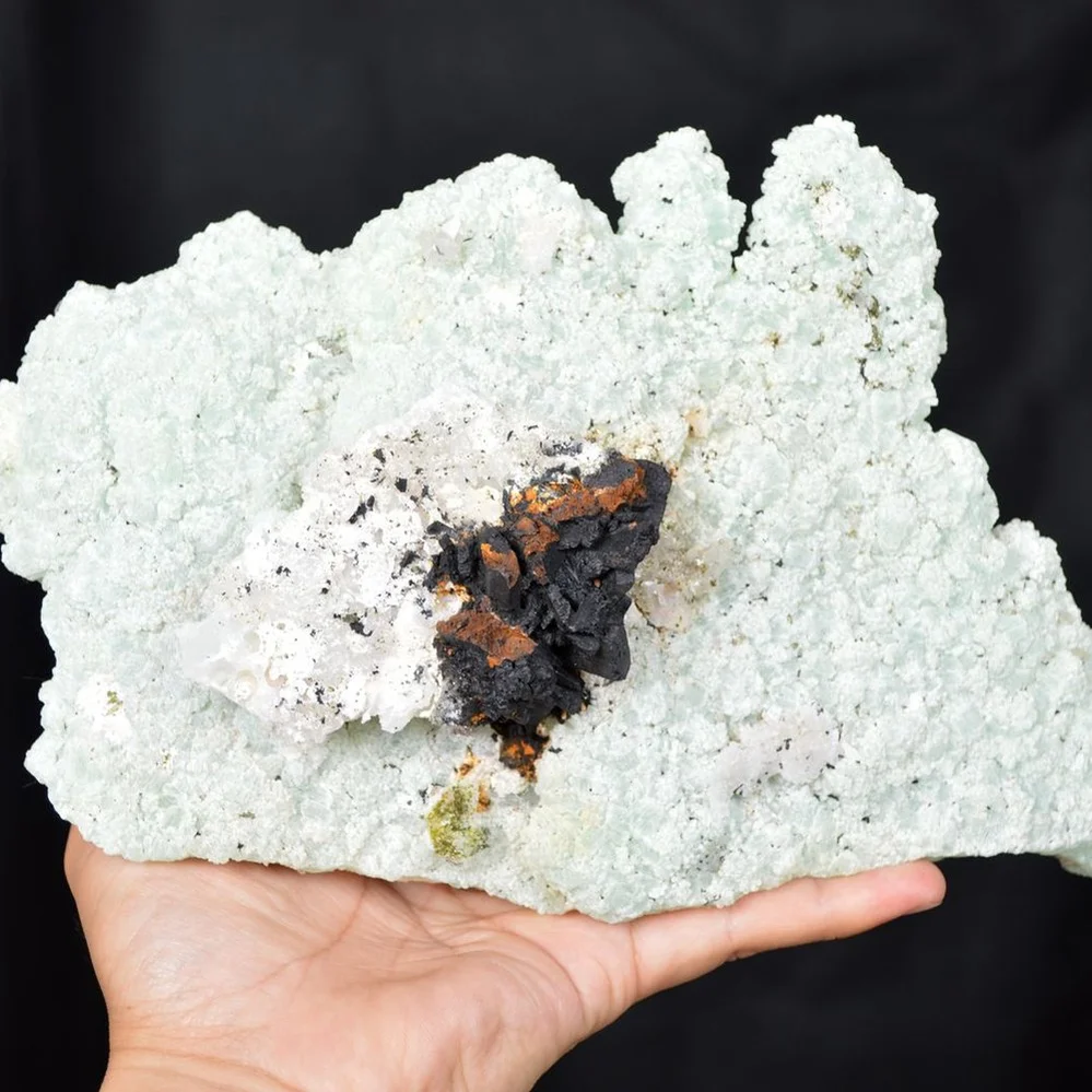 Prehnite With Babingtonite And Quartz Crystals - Image 2