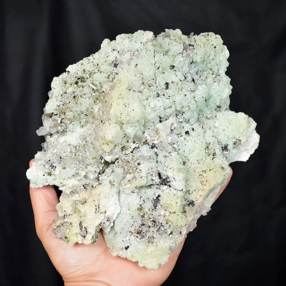 Prehnite With Babingtonite And Quartz Crystals