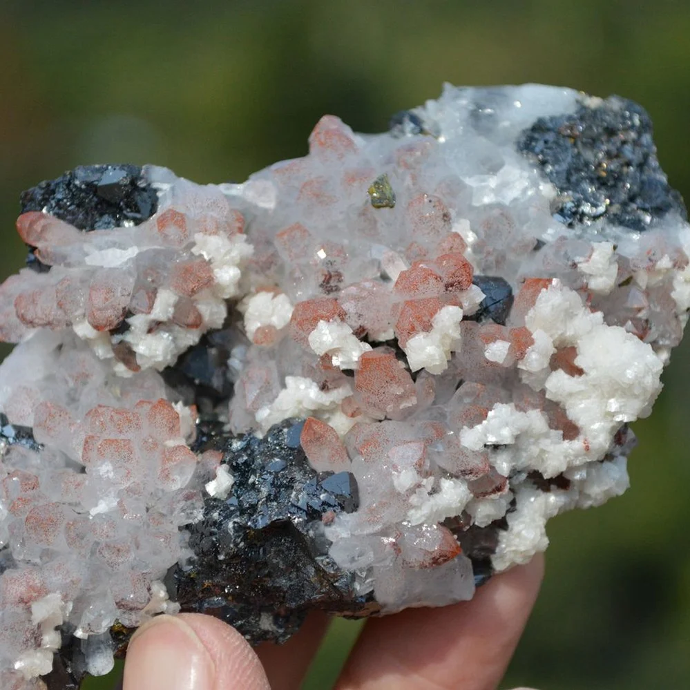 Red Quartz With Chalcopyrite, Marmatite, Dolomite Crystals - Image 4