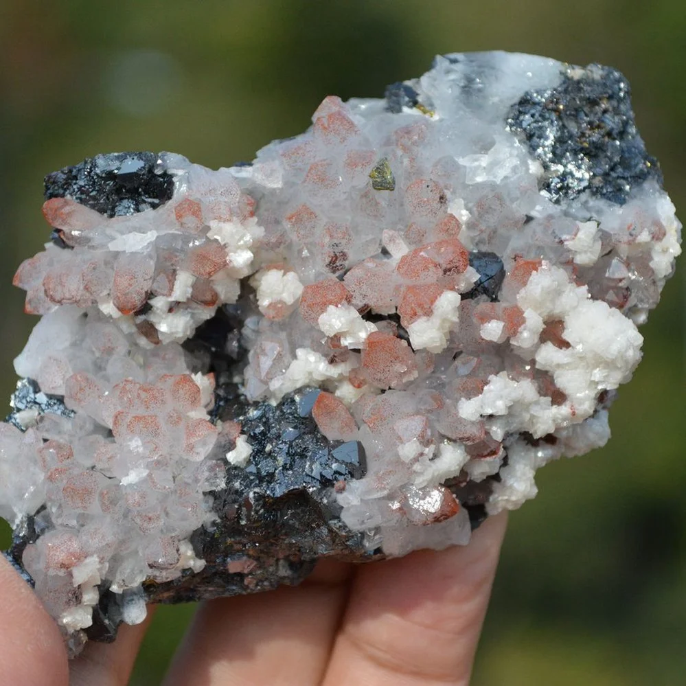 Red Quartz With Chalcopyrite, Marmatite, Dolomite Crystals - Image 5