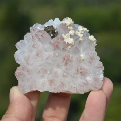 Red Quartz With Chalcopyrite, Dolomite Crystals
