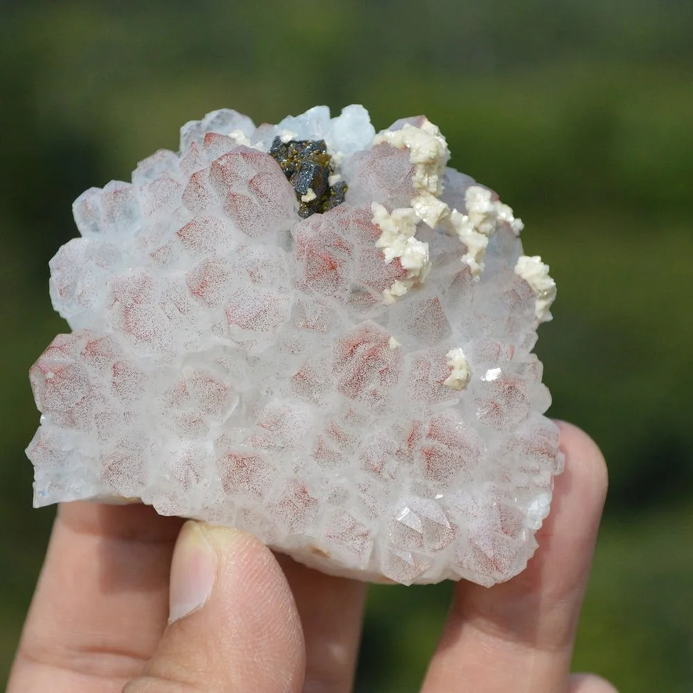 Red Quartz With Chalcopyrite, Dolomite Crystals - Image 3