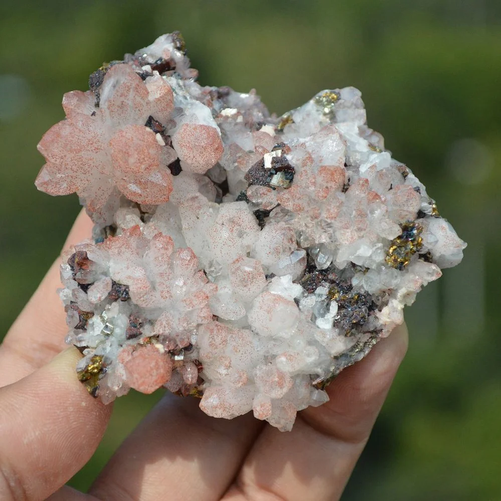 Red Quartz With Chalcopyrite, Pyrite, Dolomite Crystals - Image 2